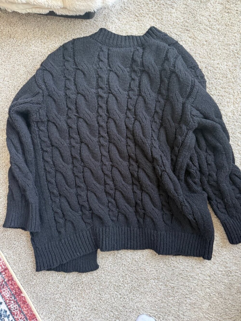 Chunky, Oversized Black Knit Button Sweater - Size Small - Picture 3 of 3